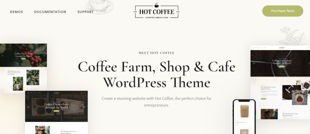 Best WordPress Coffee Shop Themes - Hot Coffee
